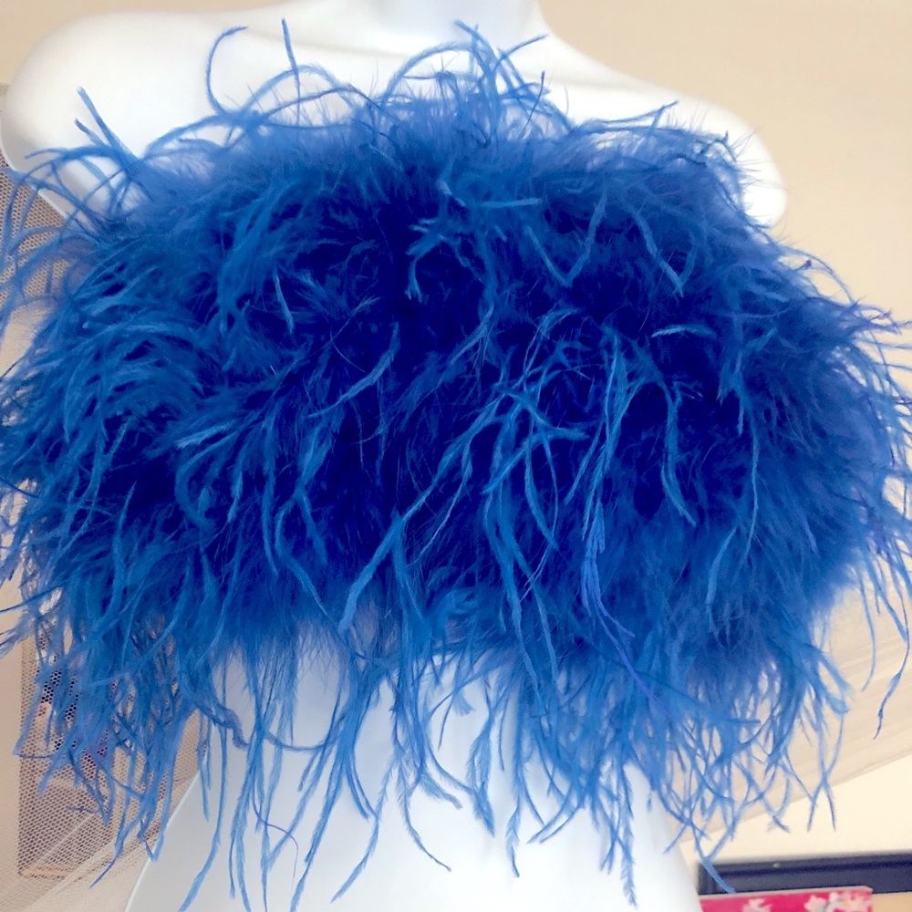 🎉FLASH SALE New Custom Ostrich Feather Crop Top - Picture 4 of 9